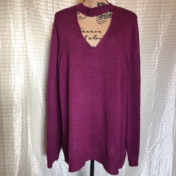 Torrid Sz 4 Purple Cutout Choker Neck Sweater - Picture 3 of 8